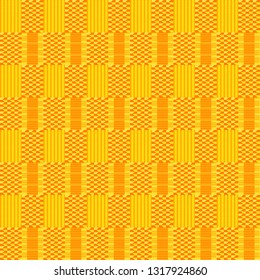 Kente cloth. African textile. Ethnic seamless pattern. Tribal geometric print. 