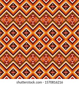 Kente cloth. African textile. Ethnic seamless pattern. Tribal geometric print. 