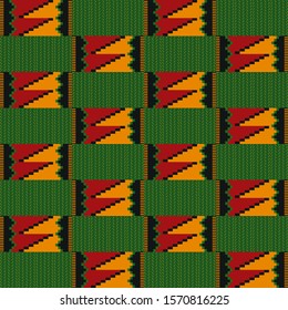 Kente cloth. African textile. Ethnic seamless pattern. Tribal geometric print. 