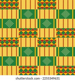 Kente cloth. African textile. Ethnic seamless pattern. Tribal geometric print.