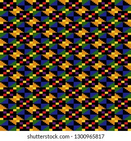 Kente Cloth Seamless Pattern - African Kente cloth repeating pattern design