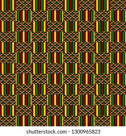 Kente Cloth Seamless Pattern - African Kente cloth repeating pattern design