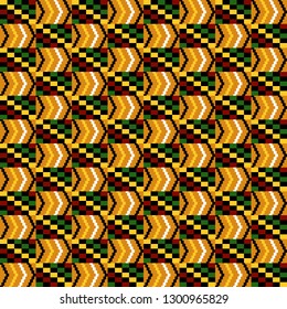 Kente Cloth Seamless Pattern - African Kente cloth repeating pattern design