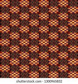 Kente Cloth Seamless Pattern - African Kente cloth repeating pattern design