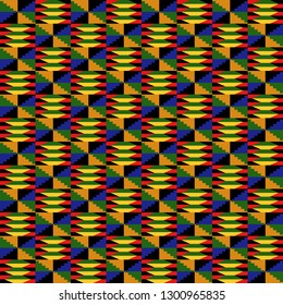 Kente Cloth Seamless Pattern - African Kente cloth repeating pattern design