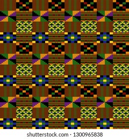 Kente Cloth Seamless Pattern - African Kente cloth repeating pattern design