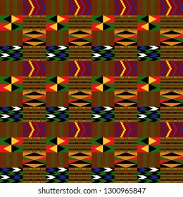 Kente Cloth Seamless Pattern - African Kente cloth repeating pattern design