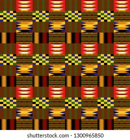 Kente Cloth Seamless Pattern - African Kente cloth repeating pattern design