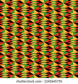 Kente Cloth Seamless Pattern - Colorful kente style fabric design for Kwanzaa
