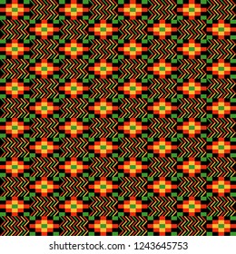 Kente Cloth Seamless Pattern - Colorful kente style fabric design for Kwanzaa