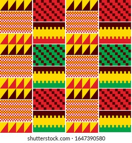 Kente geometric vector seamless pattern, tribal African nwentoma cloth style design perfect for fabrics and textiles. Abstract repetitive design, Kente mud cloth style native to the Akan ethnic group