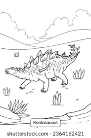 Kentrosaurus Dinosaur line art for coloring page vector illustration