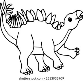 The Kentrosaurus dinosaur, a spiny lizard, was generally around 4-4.5 meters long when fully grown and weighed around 700-1600 kilograms. The black and white silhouette is great for learning education