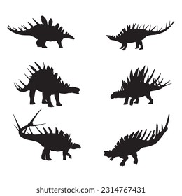 kentrosaurus silhouette set collection isolated black on white background vector illustration