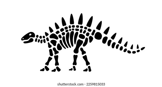 Kentrosaurus skeleton. Piezas de cuerpos fósiles de Kentrosaurus. Huesos de dinosaurio con cráneo. Paleontología y arqueología. Huesos de criatura prehistórica