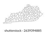 Kentucky administrative map outlines isolated white background