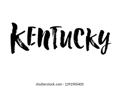 Kentucky. American state. Lettering. Modern brush ink calligraphy. Hand drawn vector illustration. element for flyers, banner, postcards and posters.