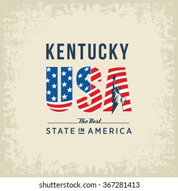 Kentucky best state in America, white, vintage vector illustration