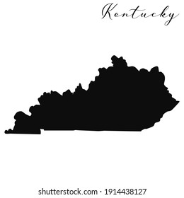 Kentucky black silhouette vector map. Editable high quality illustration of the American state of Kentucky simple map