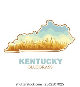 Kentucky Bluegrass Landscape Illustration with Fields and Hills