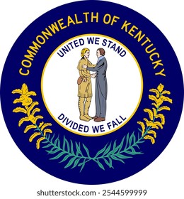 Kentucky Circle Flag, Circle Flag of Kentucky, USA, Vector Images