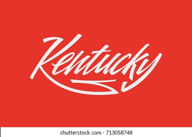 Kentucky City USA State Word Logo Name Hand Painted Brush Lettering Calligraphy Logo Template