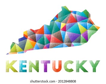 Kentucky - colorful low poly US state shape. Multicolor geometric triangles. Modern trendy design. Vector illustration.