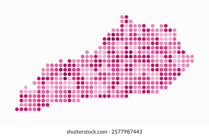 Kentucky dotted map. Digital style map of the state on white background. Kentucky shape with circle dots. Colored dots style. Large size circles. Abstract vector illustration.