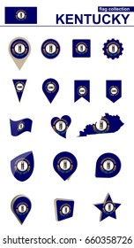 Kentucky Flag Collection. Big set for design. Vector Illustration.