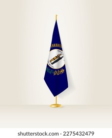 Kentucky flag on a flag stand. Vector illustration.