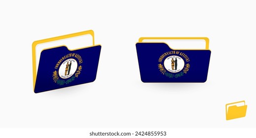 Kentucky flag on two type of folder icon. Vector illustration.