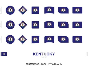 Kentucky flag set, simple flags of Kentucky with three different effects. Vector illustration.