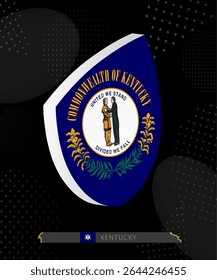 Kentucky Flag Shield icon in 3D on Dark Modern Abstract Rugby Background. Perfect for sports events, heritage themes, national celebrations, and patriotic designs.
