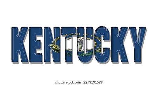 KENTUCKY flag text font, symbol background, flag ribbon typography lettering logo label banner, 3D colorful background, vector illustration