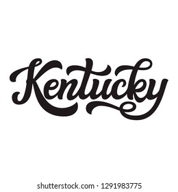 Kentucky. Hand Drawn US State Name Isolated On White Background. Modern Calligraphy For Posters, Cards, T Shirts, Souvenirs, Stickers. Vector Lettering Typography