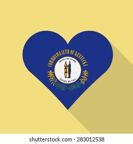 Kentucky  heart flag flat style with long shadow. Patriotic design. Vector EPS10
