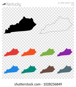 Kentucky high detailed map. Isolated black us state outline. Vector illustration.