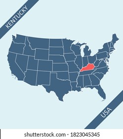 Kentucky highlighted on USA map