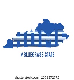 Kentucky Home State Outline with Bluegrass State Hashtag Design