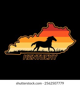 Kentucky Horse Silhouette with Sunset Gradient Design