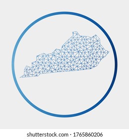 Kentucky icon. Network map of the us state. Round Kentucky sign with gradient ring. Technology, internet, network, telecommunication concept. Vector illustration.