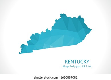 KENTUCKY Karte Abstrakte geometrische, abgerundete dreieckige Farbverlauf-Grafik mit Low-Poly-Stil auf weißem Hintergrund
