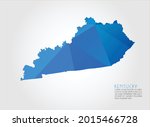 KENTUCKY map blue Color on white background polygonal