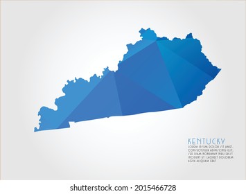 KENTUCKY map blue Color on white background polygonal