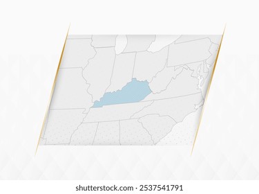 Mapa de Kentucky em azul com sotaques dourados emoldurados. Mapa vetorial moderno de Kentucky. Ilustração de vetor.