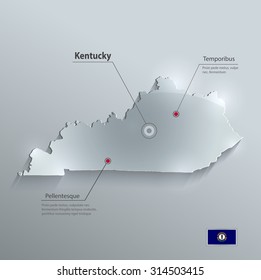 Kentucky map flag glass card paper 3D vector