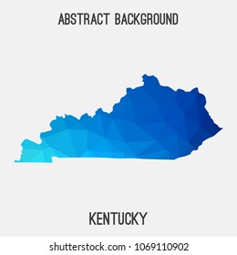 Kentucky map in geometric polygonal,mosaic style.Abstract tessellation,modern design background,low poly. Geometric cover, mockup. Vector illustration.