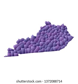 Kentucky map. Geometric style us state outline with counties. Bizarre violet vector illustration.