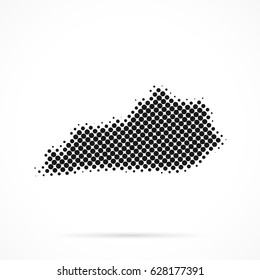 Kentucky map in halftone. Dotted illustration isolated on a white background.
Vector illustration.