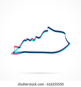 Kentucky Map hand drawn with blue and pink highlighters, isolated on a blank background.
Vector illustration, easy to edit, manipulate, resize or colorize.